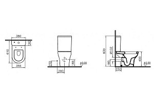 Унитаз пристенный Vitra Zentrum open back с сиденьем микролифт 9012B003-7204 купить в интернет-магазине Sanbest