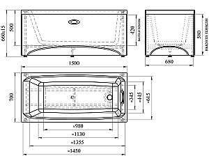 Ванна акриловая Vannesa Веста 2-78-0-0-1-265Р 150х70 купить в интернет-магазине Sanbest