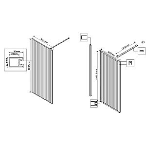 Душевое ограждение Vincea Walk-In VSW-1HP900FLGM 90 стекло рифленое/профиль вороненая сталь купить в интернет-магазине Sanbest