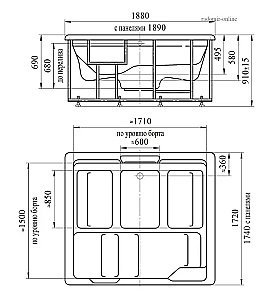 Минибассейн Радомир  Цезарь Gold 1-30-0-0-4-0501С 190х175 Серый мрамор купить в интернет-магазине Sanbest