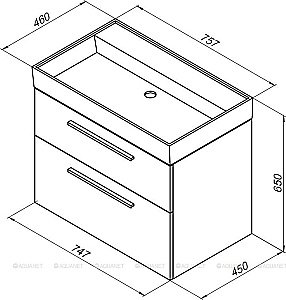 Тумба с раковиной Aquanet Nova 242260 75 дуб рошелье для ванной в интернет-магазине Sanbest
