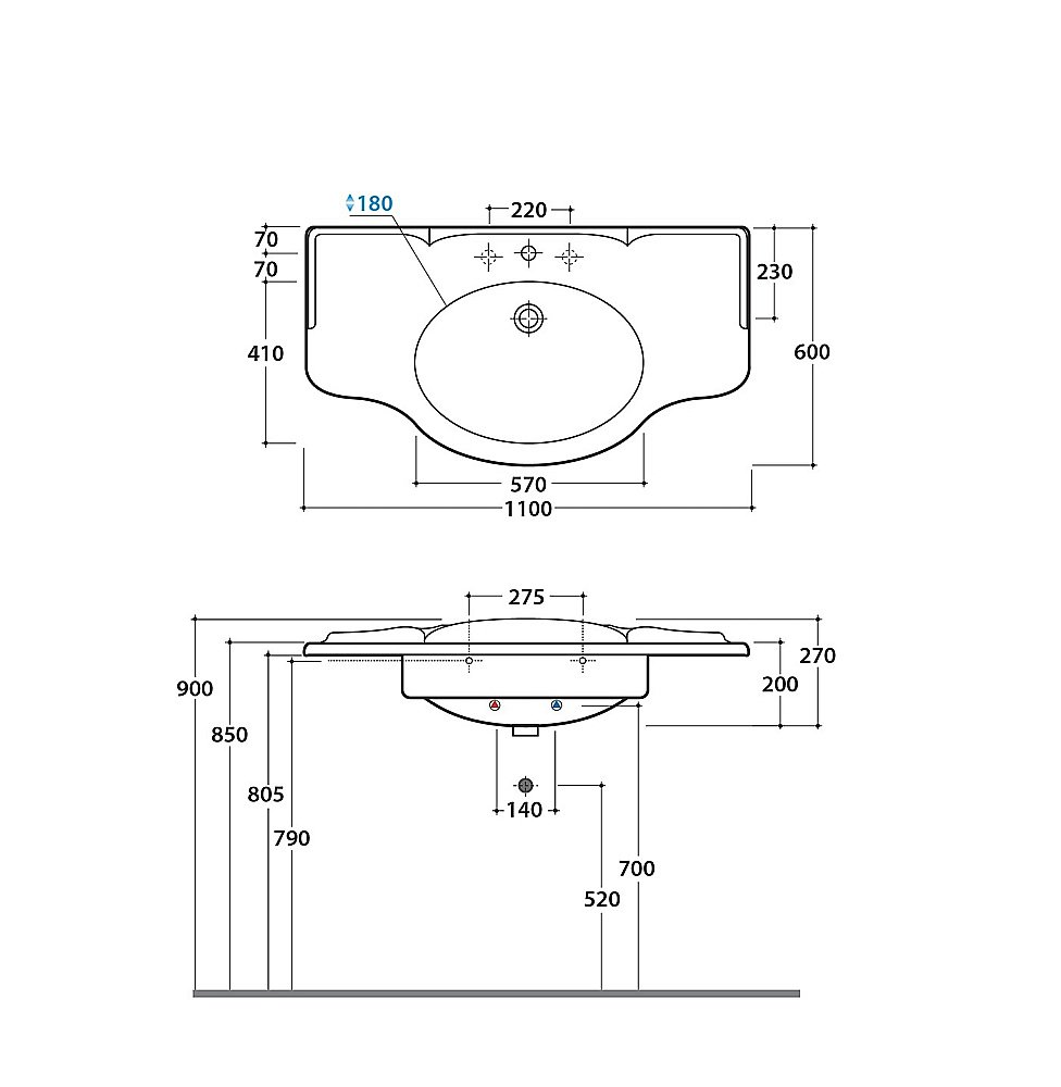 Раковина Globo Paestum 110 PA022.BI*1 белая купить в интернет-магазине Sanbest