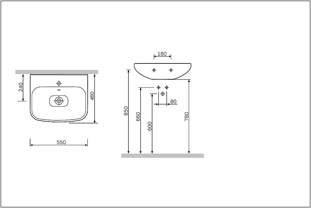 Раковина подвесная AM.PM Like 55 C804221WH белая купить в интернет-магазине Sanbest