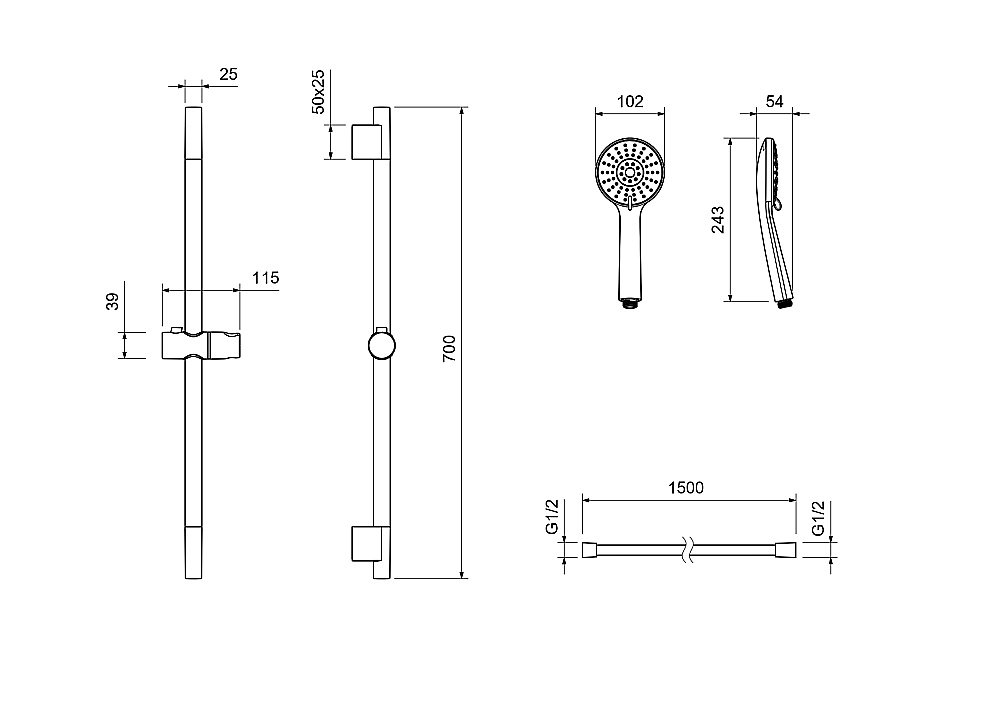 Душевой гарнитур Aquatek Бетта AQ2017CR хром купить в интернет-магазине сантехники Sanbest