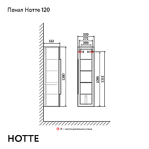 Пенал Jorno Notte 100 Not.04.120/P/A/JR антрацит для ванной в интернет-магазине сантехники Sanbest