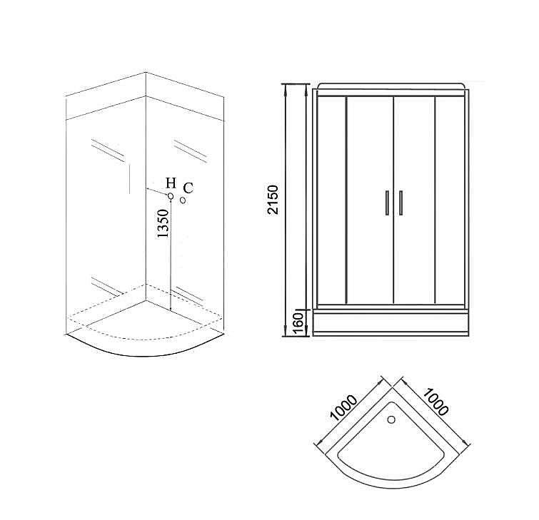 Душевая кабина Grossman GR160 100x100 прозрачная/белый купить в интернет-магазине Sanbest