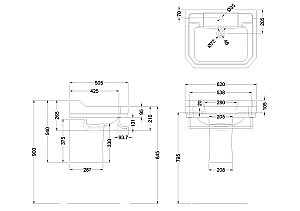 Раковина на полупьедестале Burlington Edwardian 62 B5 3TH-P8+T3 CHR с полотенцедержателем белая купить в интернет-магазине Sanbest