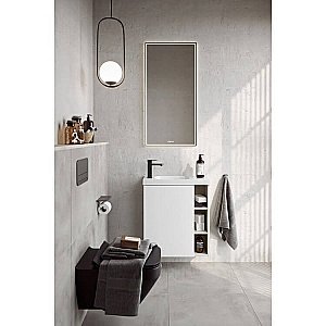 Тумба с раковиной Aqwella Alba 60 корпус светлый камень/фасад белый для ванной в интернет-магазине Sanbest