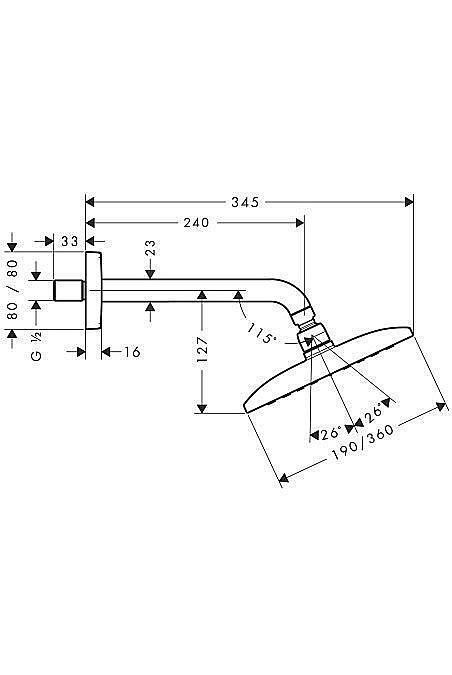 Верхний душ Hansgrohe Raindance E 27371000 купить в интернет-магазине сантехники Sanbest