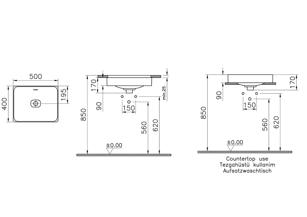 Раковина VitrA Metropole 7534B003-0673 белая купить в интернет-магазине Sanbest