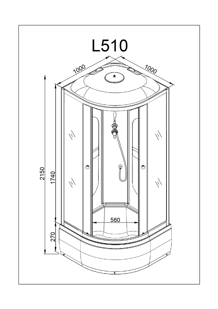 Душевая кабина Deto L 510 98737 100x100 купить в интернет-магазине Sanbest