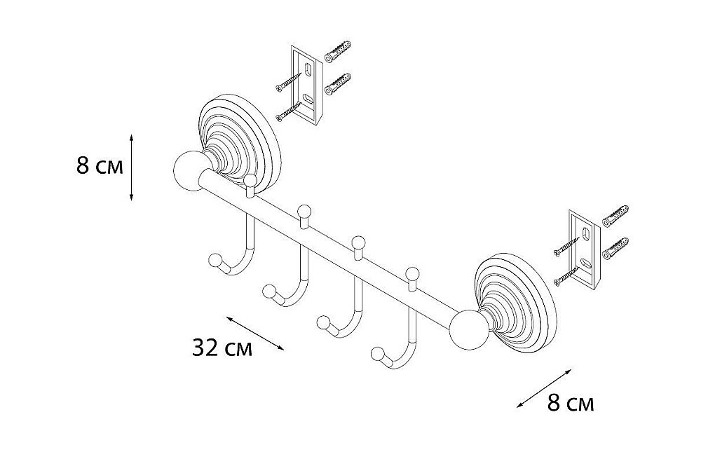 Крючок FIXSEN RETRO FX-83805-4 купить в интернет-магазине сантехники Sanbest