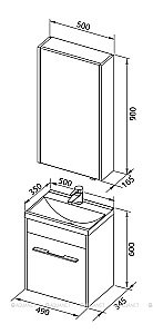 Тумба с раковиной Aquanet Августа 274140 50 белый для ванной в интернет-магазине Sanbest