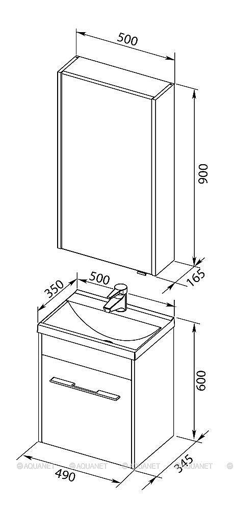 Тумба с раковиной Aquanet Августа 274140 50 белый для ванной в интернет-магазине Sanbest
