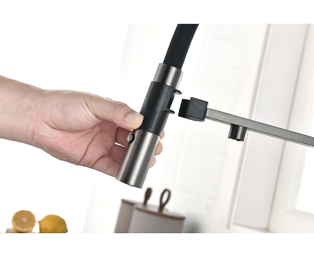 Смеситель для кухни Paulmark Gravity Gr213888-GM вороненая сталь купить в интернет-магазине сантехники Sanbest