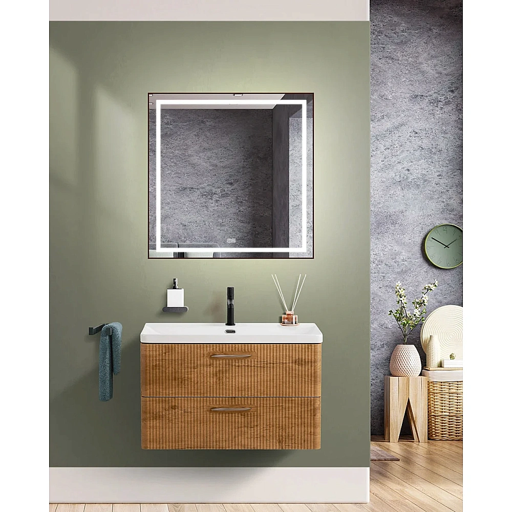 Тумба с раковиной Belbagno DUE 80 ручки в комплекте, Rovere Nature для ванной в интернет-магазине Sanbest