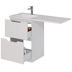 Тумба с  раковиной напольная Dreja BONA 60/120 белый глянец для ванной в интернет-магазине Sanbest