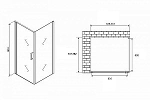 Душевой уголок ABBER Sonnenstrand AG04090B-S75B 90x75 стекло прозрачное/профиль черный купить в интернет-магазине Sanbest