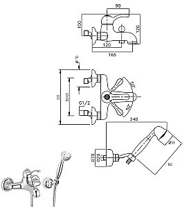 Смеситель для ванны Migliore Lem Crystal ML.LEM-1902K золото купить в интернет-магазине сантехники Sanbest
