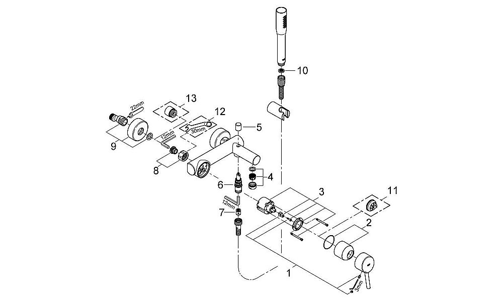 Смеситель для ванны Grohe Concetto 32211001 хром купить в интернет-магазине сантехники Sanbest