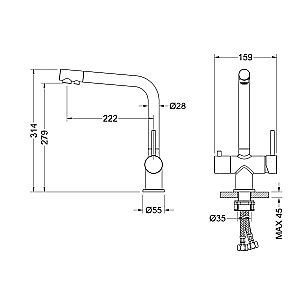 Смеситель для кухни Timo SAONA 2396/03F черный матовый купить в интернет-магазине сантехники Sanbest