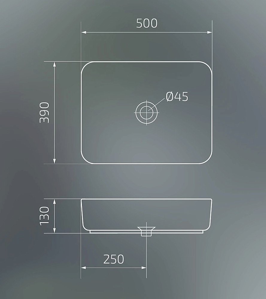 Раковина накладная Gid Geometrico 50 D1304 51197 белая купить в интернет-магазине Sanbest