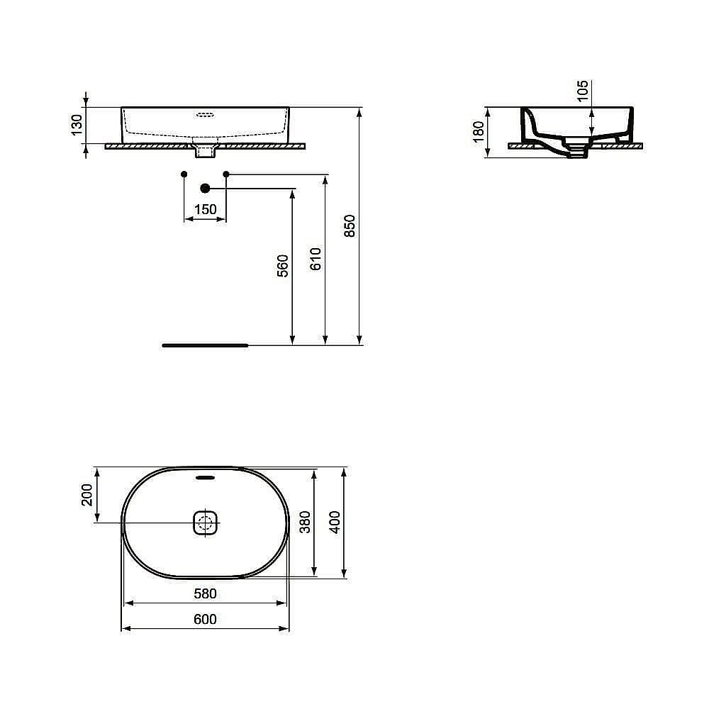 Раковина накладная Ideal Standard Strada II 60 T360401 белая купить в интернет-магазине Sanbest