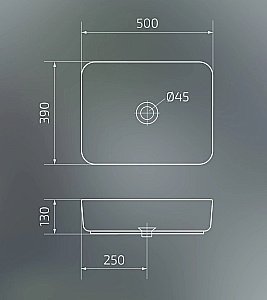 Раковина накладная Gid Geometrico 50 D1304 51197 белая купить в интернет-магазине Sanbest