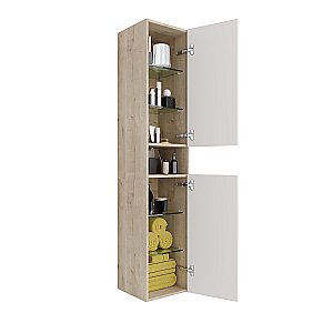 Пенал Dreja PERFECTO 99.0814 35 белый глянец/дуб эврика для ванной в интернет-магазине сантехники Sanbest