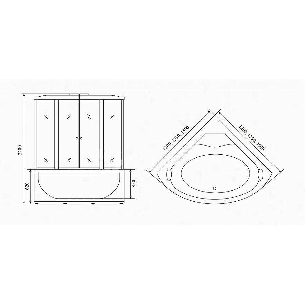 Душевая кабина Timo Lux T-7735 Fabric Glass 135х135 купить в интернет-магазине Sanbest