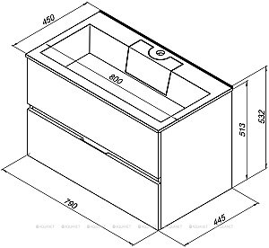Тумба с раковиной Aquanet Алвита 235339 80 белый для ванной в интернет-магазине Sanbest