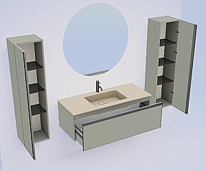 Тумба с раковиной Armadi Art QUATRO 1 100 LUNA/профиль ANTHRACITE/раковина DAPHNE для ванной в интернет-магазине Sanbest