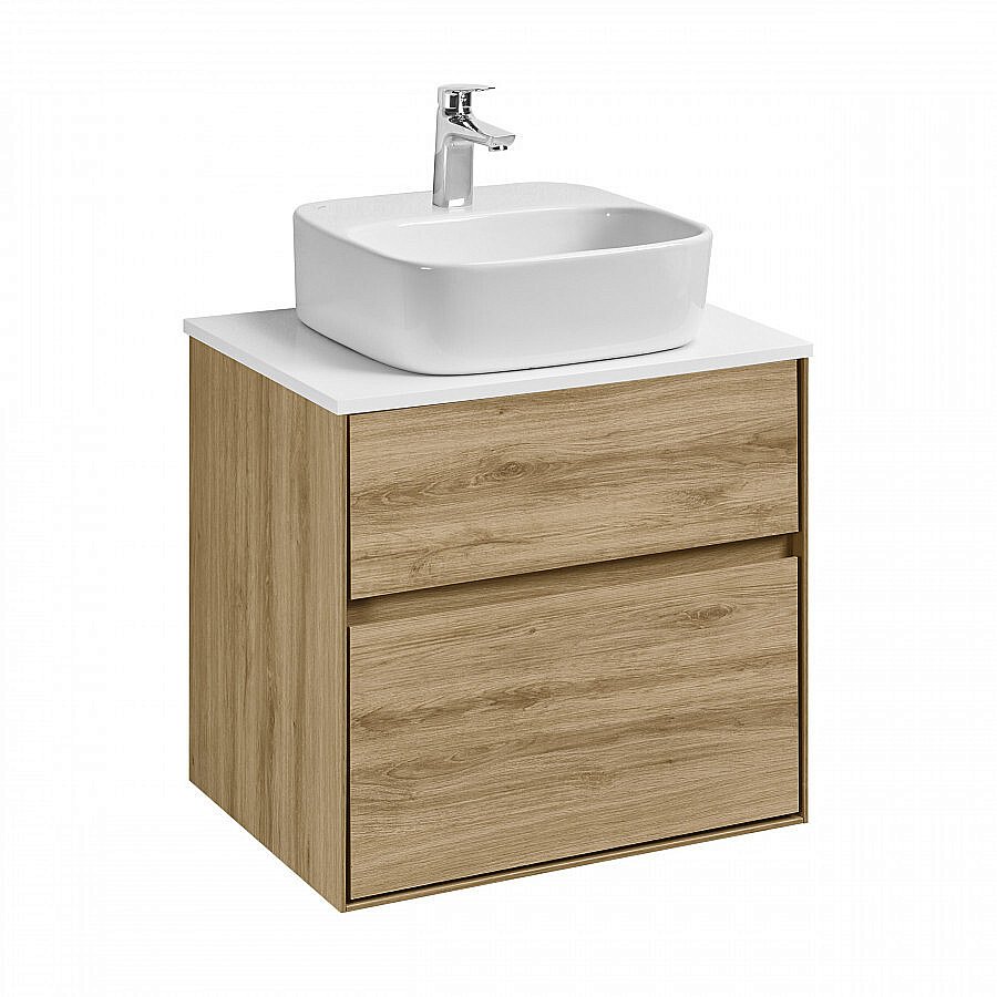 Тумба со столешницей Акватон Либерти 60 дуб эльвезия для ванной в интернет-магазине Sanbest