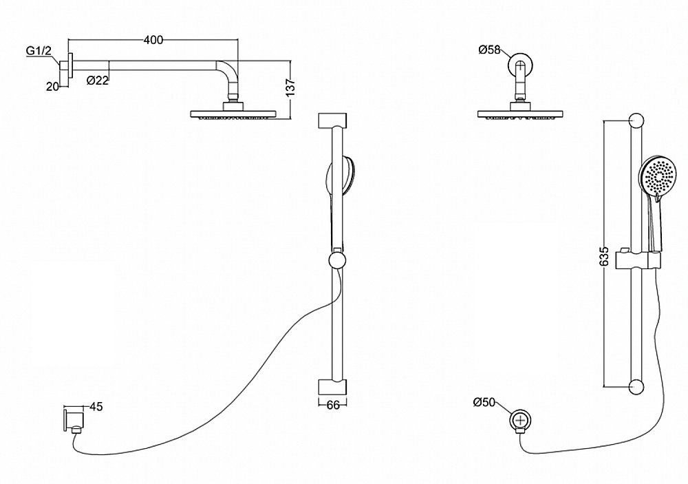 Душевая система Burlington V53 купить в интернет-магазине сантехники Sanbest