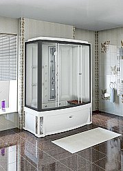 Душевой бокс Радомир Элис 160х85 1-04-6-2-0-0940 стекло прозрачное/профиль черный правый купить в интернет-магазине сантехники Sanbest