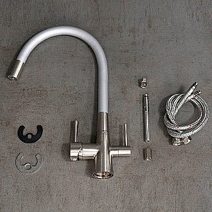 Смеситель для кухни Lemark Comfort LM3075BN-Silver никель/серебро купить в интернет-магазине сантехники Sanbest