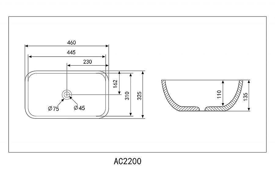 Раковина накладная ABBER Rechteck AC2200GS серебро купить в интернет-магазине Sanbest