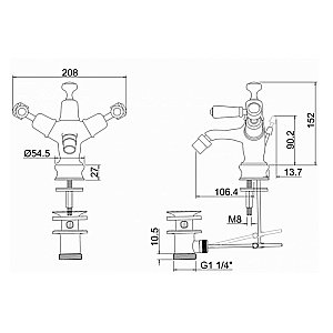 Смеситель для биде Burlington Regent KER13-QT BLA купить в интернет-магазине сантехники Sanbest