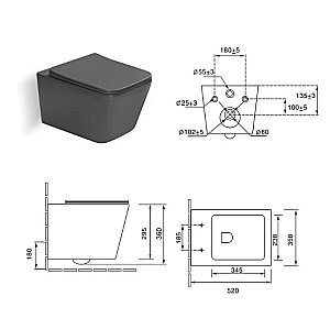 Унитаз подвесной SantiLine SL-5007DG зеленый матовый, безободковый, с крышкой микролифт купить в интернет-магазине Sanbest