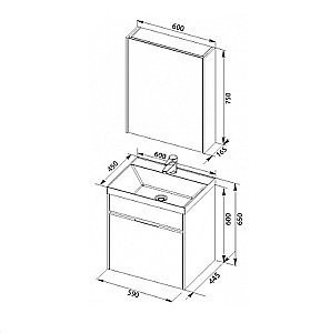 Тумба с раковиной Aquanet Латина 60 с 1 ящиком бело-бордовая глянцевая для ванной в интернет-магазине Sanbest