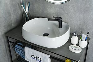 Раковина накладная Gid Lago 59 N9048 51185 белая купить в интернет-магазине Sanbest