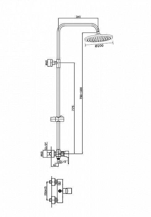 Душевая система Orange Flipo M23-912cr хром купить в интернет-магазине сантехники Sanbest