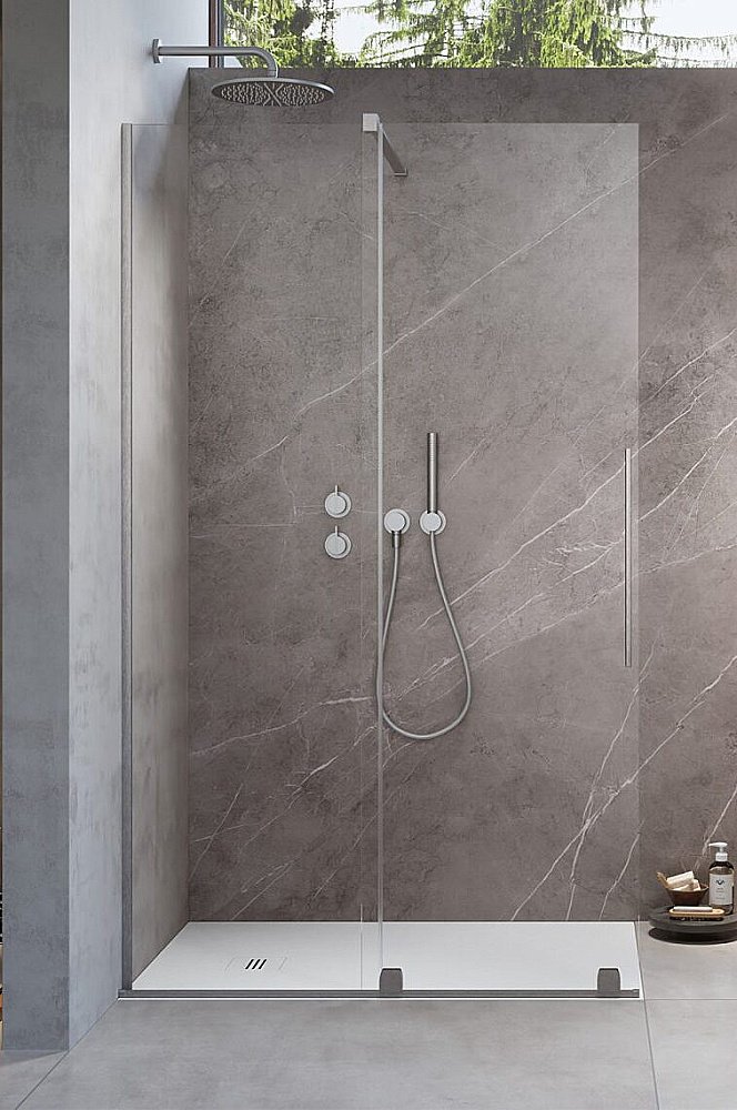 Душевое ограждение Radaway Furo Brushed Nickel Walk-in 80 10106438-91-01 стекло прозрачное/профиль брашированный никель купить в интернет-магазине Sanbest