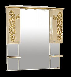 Зеркало со шкафом Misty Бабочка 120,6 бежевое патина в ванную от интернет-магазине сантехники Sanbest