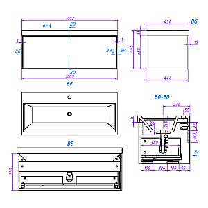 Тумба с раковиной La Fenice Simpla 100 FNC-01-SIM-G-100 серо-зеленая матовая для ванной в интернет-магазине Sanbest