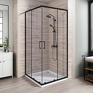 Душевой уголок Good Door Lite 90х90 ЛТ00024 стекло прозрачное/профиль черный матовый купить в интернет-магазине Sanbest