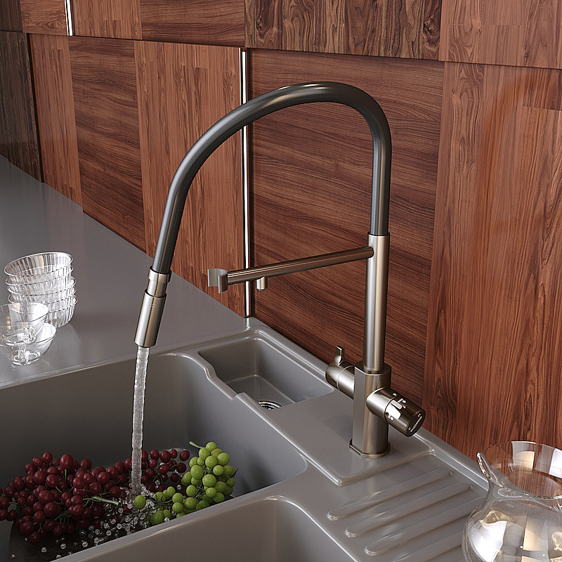 Смеситель для кухни Elghansa 56F5511-Gun оружейная сталь матовая купить в интернет-магазине сантехники Sanbest