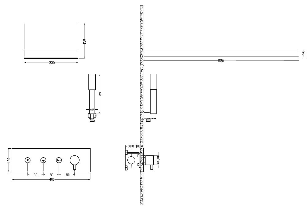 Душевая система Boheme FUSION 130-BCR черная/хром купить в интернет-магазине сантехники Sanbest