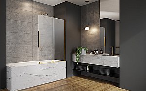 Шторка для ванны Radaway Furo Gold PND II 160 стекло прозрачное/профиль золото купить в интернет-магазине Sanbest