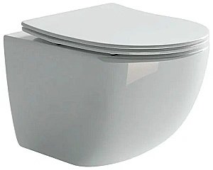 Унитаз подвесной Ceramica Nova Forma CN3009_1001B_1000 безободковый, с крышкой микролифт, с инсталляцией и черной матовой кнопкой купить в интернет-магазине Sanbest